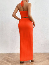 Women's Halter Top And Pleated Skirt Set